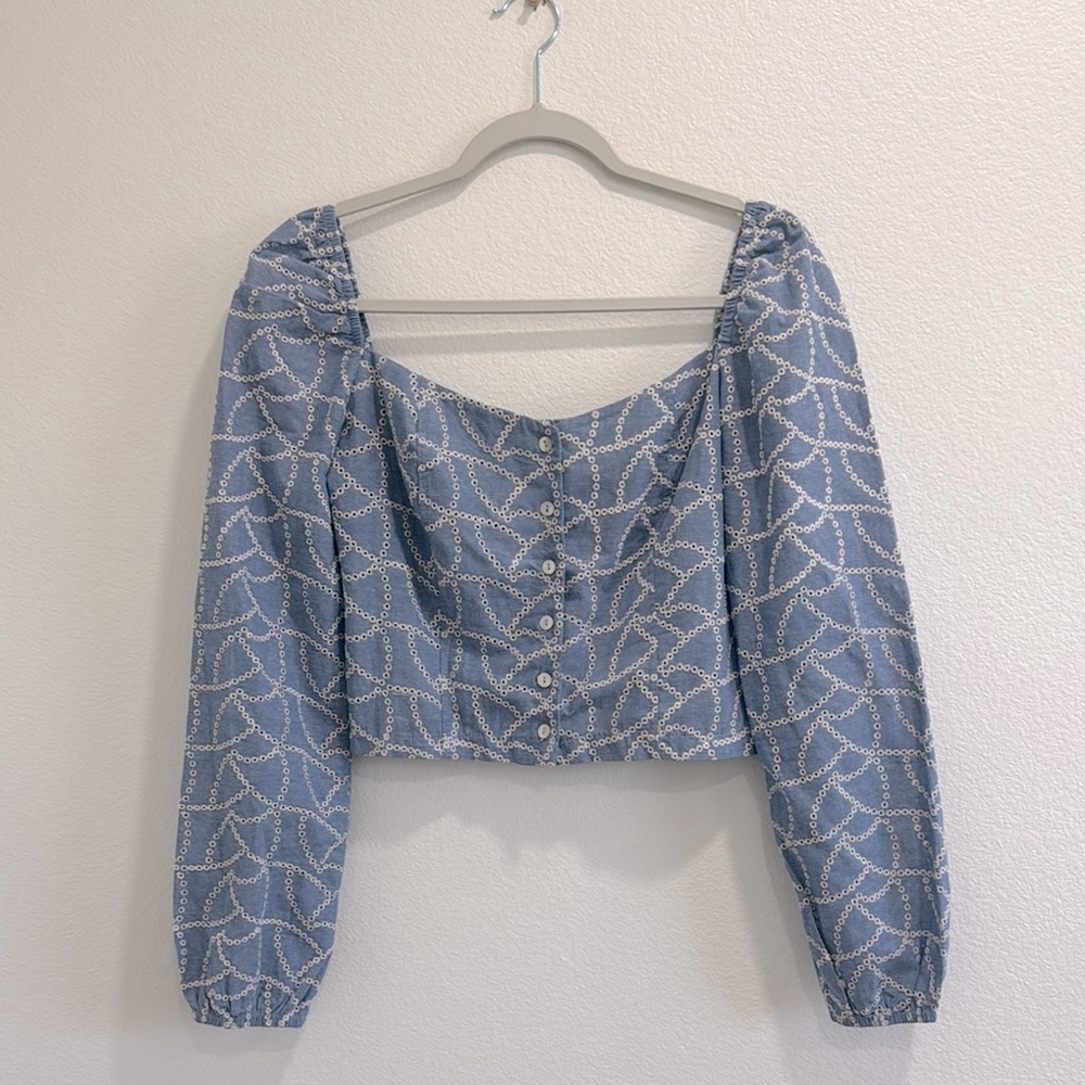 Morina Blue Patterned Women's Croptop